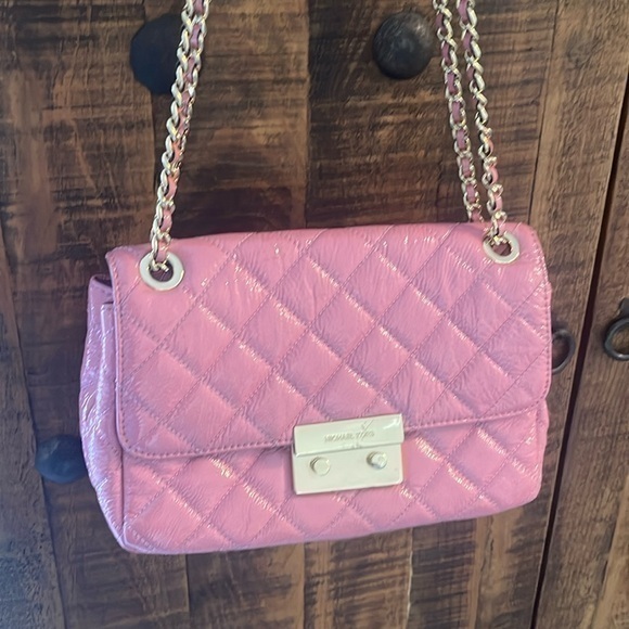 Michael Kors Leather Sloan Chain Shoulder Dusty Rose - Picture 1 of 13